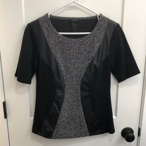 Ann Taylor Faux Leather and Cotton Top
